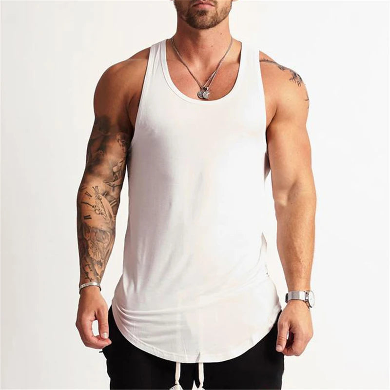 Bodybuilding New Brand Solid Tank Top Men Stringer Tanktop Fitness Singlet Sleeveless Shirt Workout Man Undershirt Gym Clothing