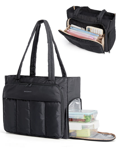 BAGSMART Tote Bag for Women Teacher Tote with Insulated Compartment Puffer Laptop Work Tote Handbags for Work Travel Gym