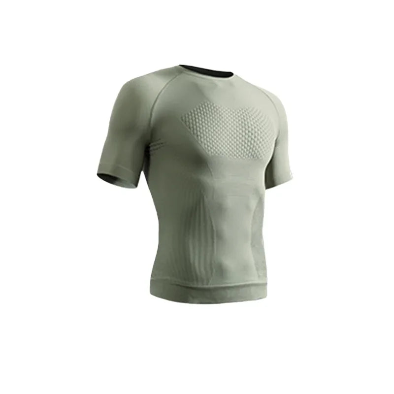 Summer Men Short Sleeve T-Shirt Breathable Compression Gym Running T Shirt Man Casual Tops Seamless Fitness Shirts Man Clothing
