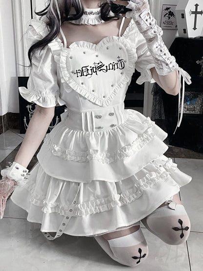 Women's Gothic Puff-Sleeve Sweetheart Dress