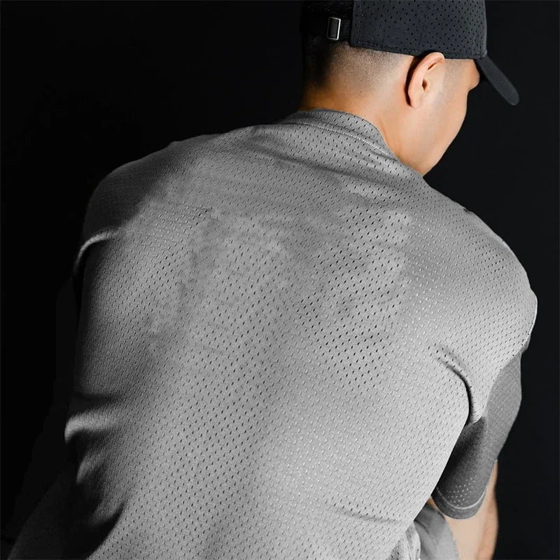 Apex Ritual – メンズオーバーサイズメッシュジムTシャツ – 速乾性トレーニング＆ランニングTシャツ