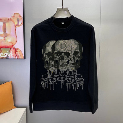 Men's suit, sports shirt, sports pants, two-piece set, fashionable letter, hot fashion skull rhinestones, hooded sportswear, men