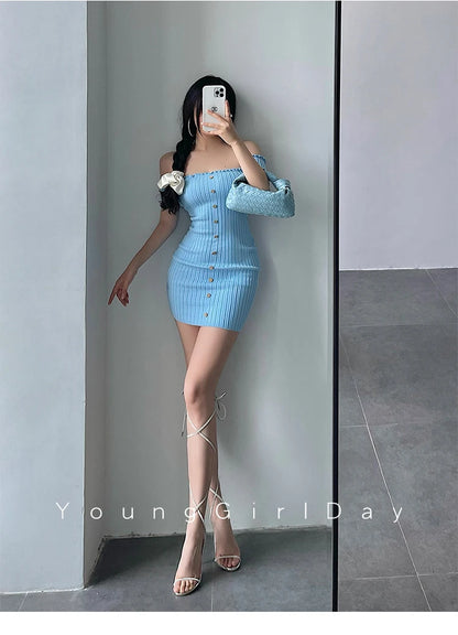 Women's One-Shoulder Knit Mini Dress