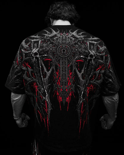 Men'S Fitness Muscle Men Exclusive FitnessTShirt，Dark Sports Style，OversizedT Cotton Short Sleeve T-Shirt
