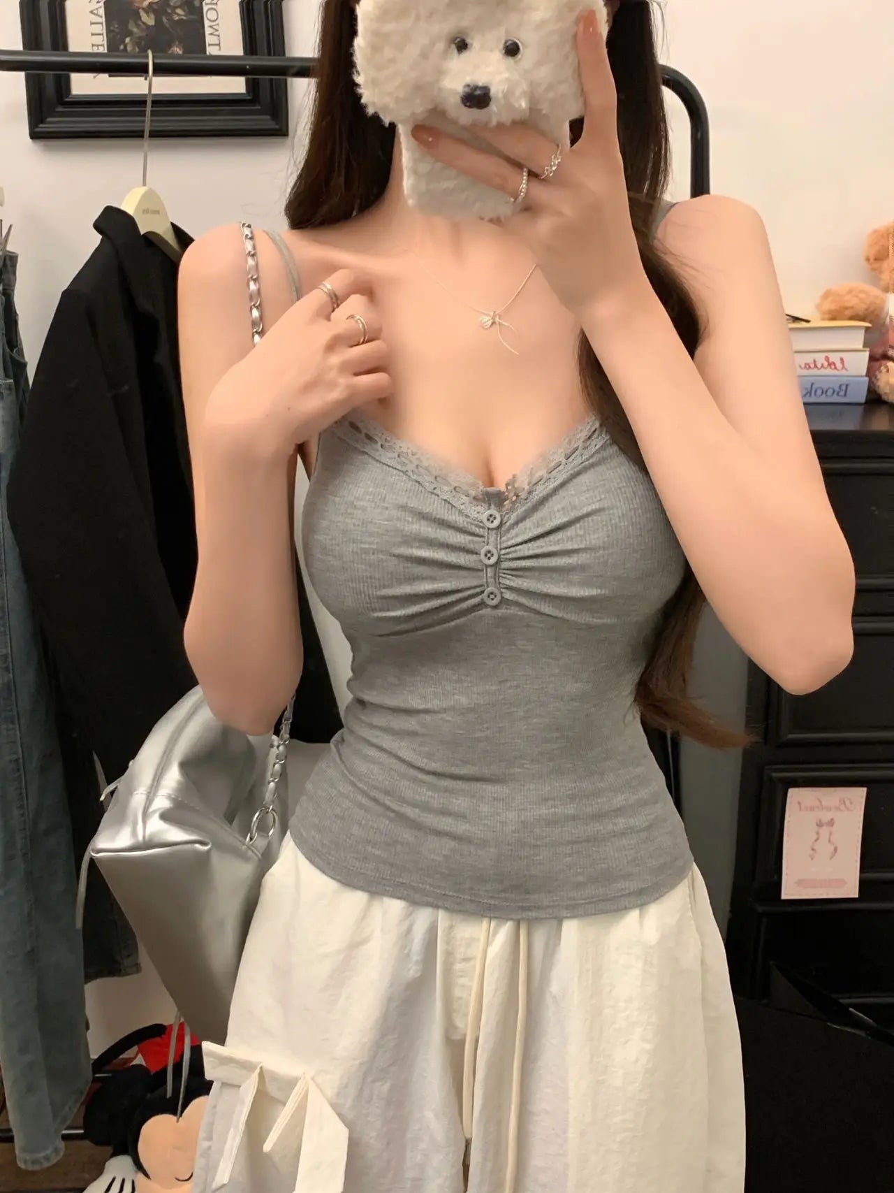 Women's White Lace Padded Crop Top