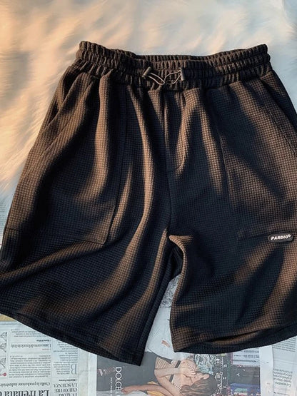 Summer Men's Large Size Sports Suit Breathable Casual Wear Wild High Street Chic Fake Two-piece Casual T-shirt + Simple Shorts