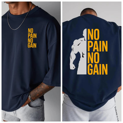 Apex Ritual – No Pain No Gain オーバーサイズジムTシャツ – メンズコットンストリートウェアスポーツTシャツ