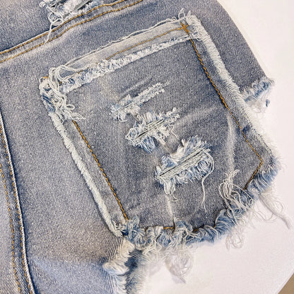 2026 New Women's Sexy High Waisted Raw Edge Tight Jeans Denim Shorts Summer Holiday S-XXL