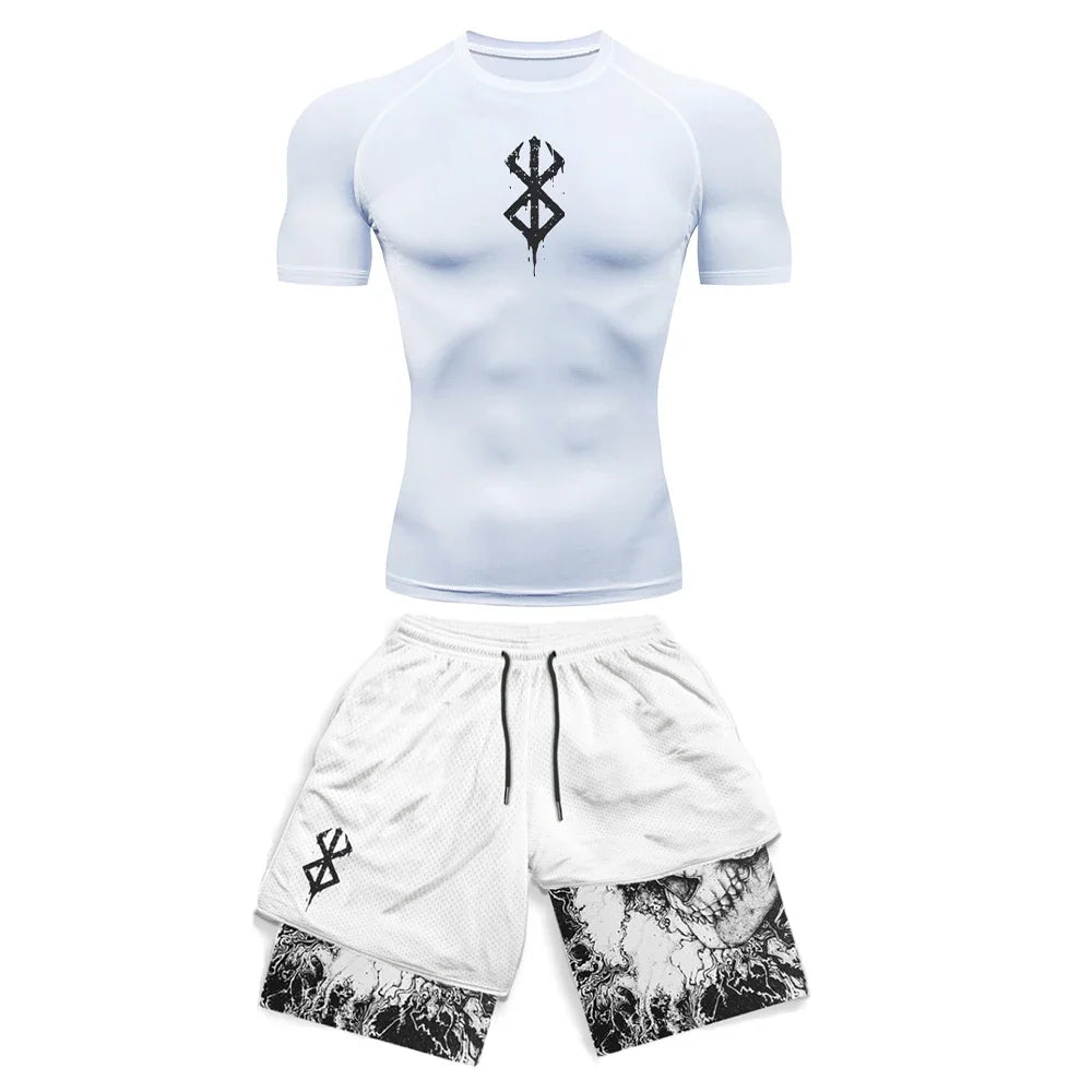 Apex Ritual Men's Compression Set – 3D Print Rash Guard Top & Shorts