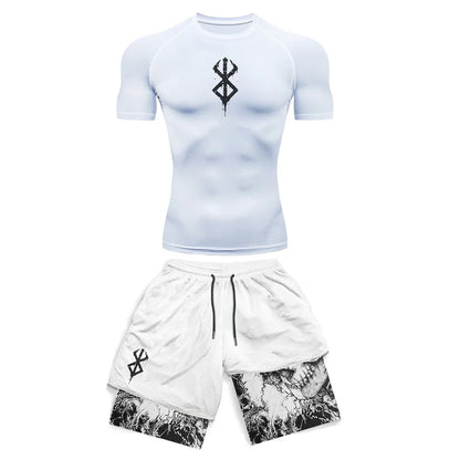 Apex Ritual Men's Compression Set – 3D Print Rash Guard Top & Shorts