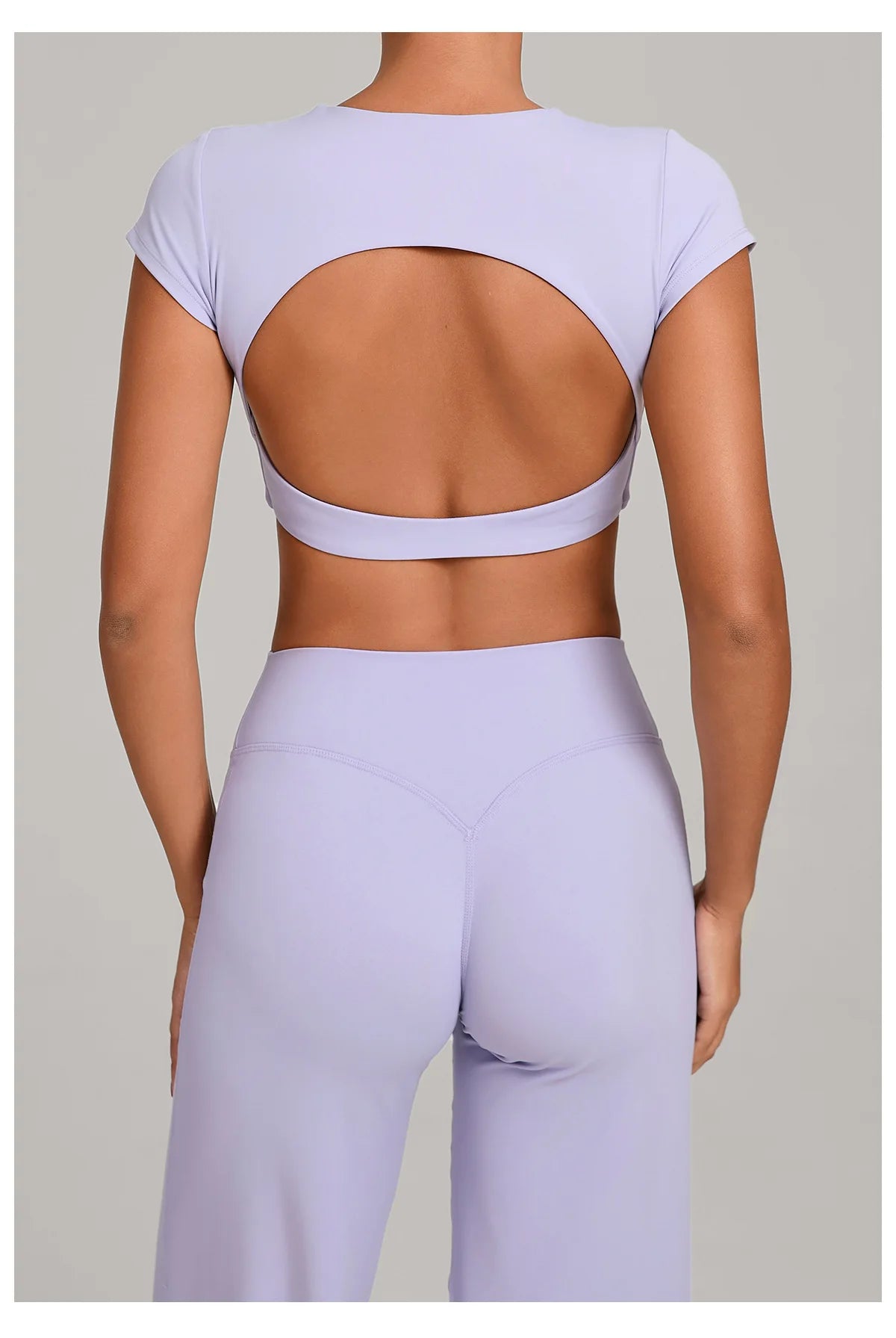 Hollow Backless Short Sleeve Sporty Slim T-shirt Women Crop Top Breathable Quick Dry Gym Workout Top Sport Shirt Fitness Clothes
