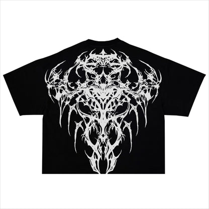 T shirt Men Dark Oversized Cotton Tee Skull Print Workout Gym Top Streetwear Fitness Clothing Alternative Fashion