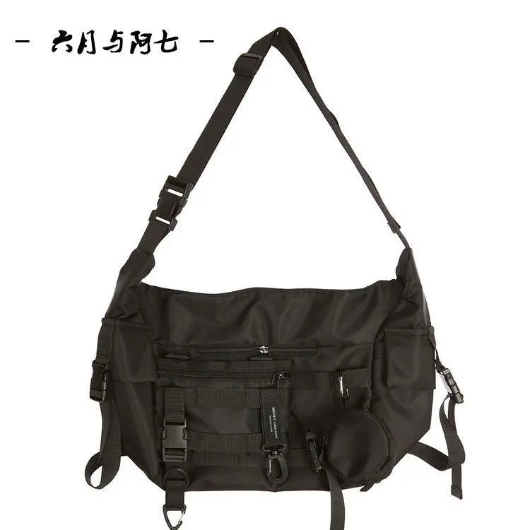 Shopper Nylon Shoulder Gothic Black Crossbody Messenger Tote Bags For Men Women's Hip Hop Techwear Satchel Waist Goth Postman