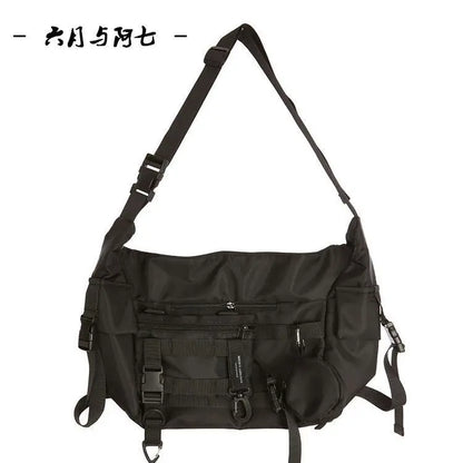 Shopper Nylon Shoulder Gothic Black Crossbody Messenger Tote Bags For Men Women's Hip Hop Techwear Satchel Waist Goth Postman