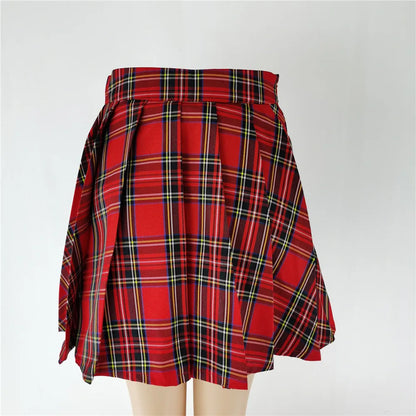 Women's Pink Plaid Gothic Mini Skirt