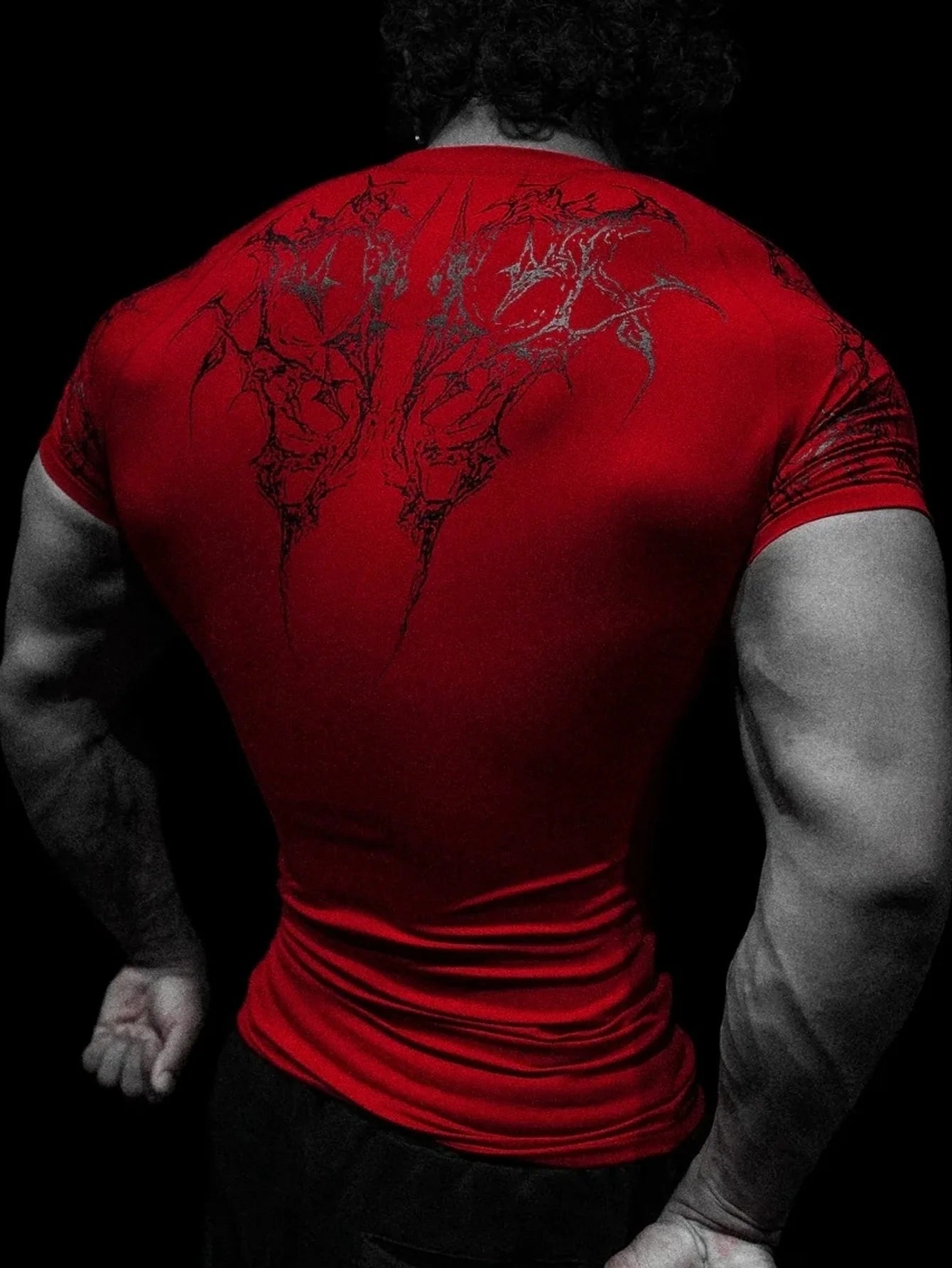Breathedivinity Men's T-shirt - American Dark Style, Fitness and Sports Wear, Quick-Drying, Breathable, Compression Short Sleeve