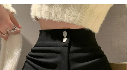 XS-5XL Shorts Women Black Wide-leg High Waist Shirring Lace-up All-match Streetwear Korean Fashion Summer Female Casual Y2k Chic