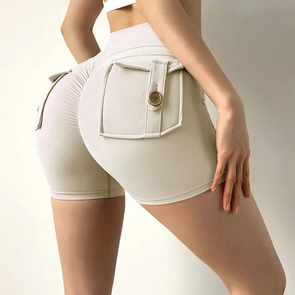 TRY TO BN Women's Sports Shorts with Pockets Butt Lifting High Waist Booty Scrunch Gym Workout Running Biker Yoga Fitness Shorts