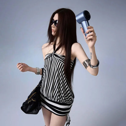 Women's Strapless Striped Bodycon Mini Dress