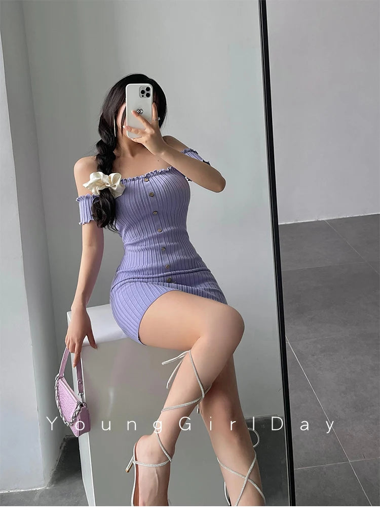 Women's One-Shoulder Knit Mini Dress