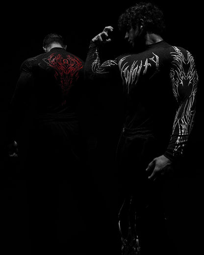 Men's High-neck Printed Tight-fitting Clothes For Fitness Training Quick-drying Clothes Elastic And Breathable For Exercise