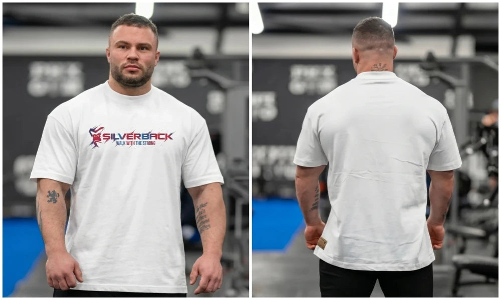 SILVERBACK Muscle Fitness T-shirt Summer Men's Athleisure Workout short sleeve Shirts cotton Fitness Tee Gym Sports Shirt Tops