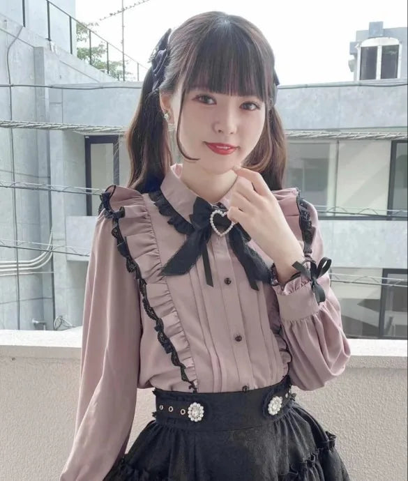 Women's Jirai Kei Lolita Long-Sleeve Blouse