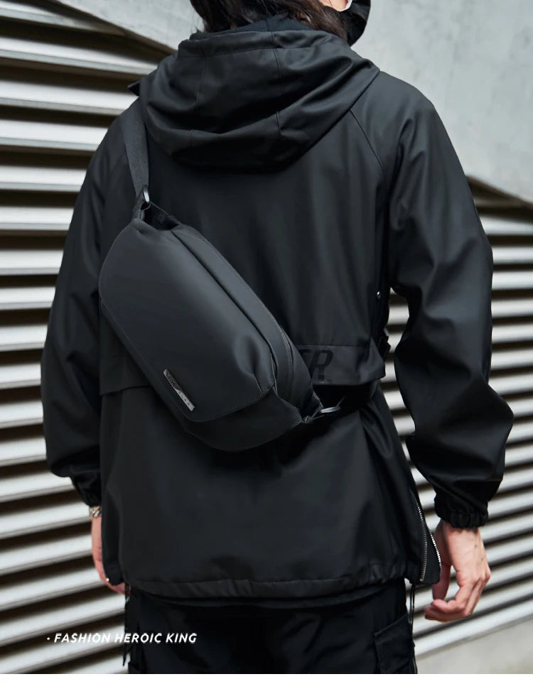 MATE ELAN Urban Business Thin Crossbody Shoulder Bag Men Fashion Waterproof Waist Fanny Pack Chest Bags Black Best iPad Bumbag