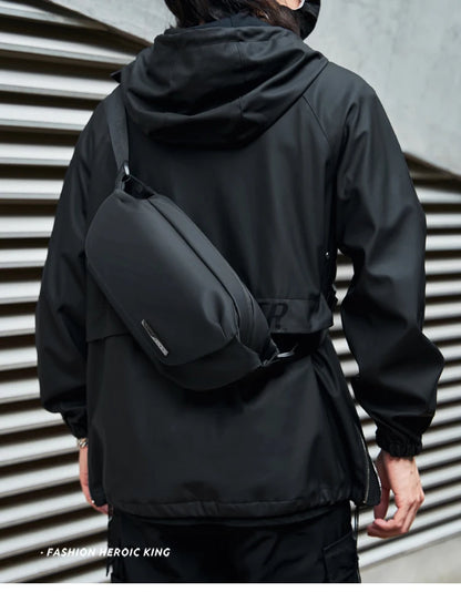 MATE ELAN Urban Business Thin Crossbody Shoulder Bag Men Fashion Waterproof Waist Fanny Pack Chest Bags Black Best iPad Bumbag