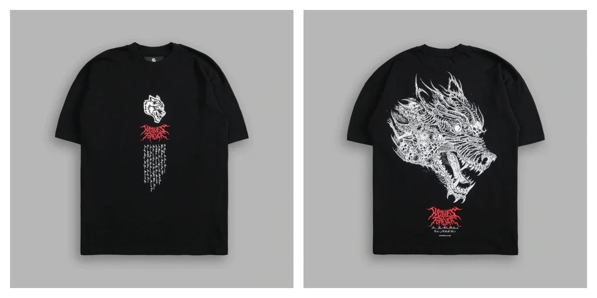 US SIZE NEW "SIDE BY SIDE" OVERSIZED TEE IN BLACK Men T Shirts Y2k DARK Gothic Short Sleeve T-Shirt Harajuku Hip Hop Couple Tops