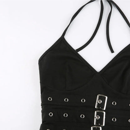 y2k Bandage Crop Top Black Backless  Top Lace Up Cute Party Beach Summer Sweats Women Retro Basic Mini Vest Punk