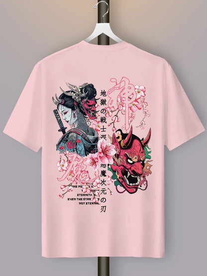IJapanese Style Prajna Geisha Cherry Blossom Pure Cotton T-shirt for Children and Adults, Breathable and Fun Top