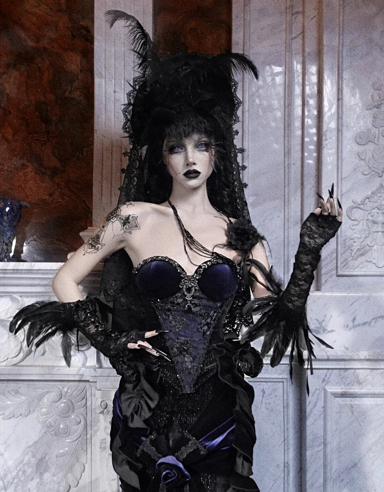 Women's Gothic Velvet Corset Waist Top