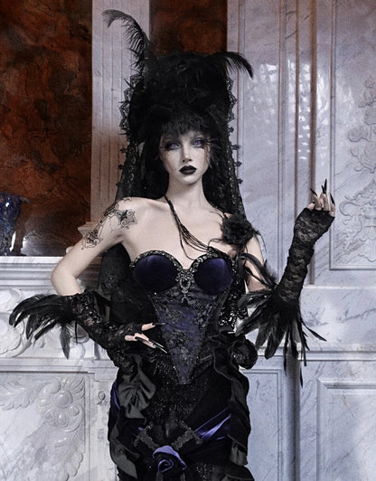 Women's Gothic Velvet Corset Waist Top