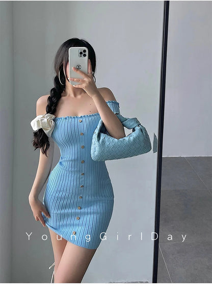 Women's One-Shoulder Knit Mini Dress
