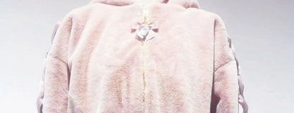 High Quality Japanese Winter New Sweet Cute Mine Cute Rabbit Ear Plush Cotton Coat Jacket Girl Lolita Fur Coats Women Parkas