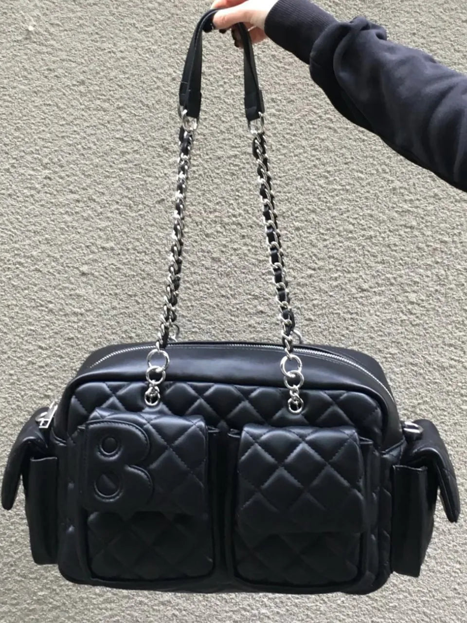 2026 Autumn and Winter New Style Rhombus Retro Multi-Pocket Shoulder Crossbody Motorcycle Bag Large Capacity Simple Commuter Handbag
