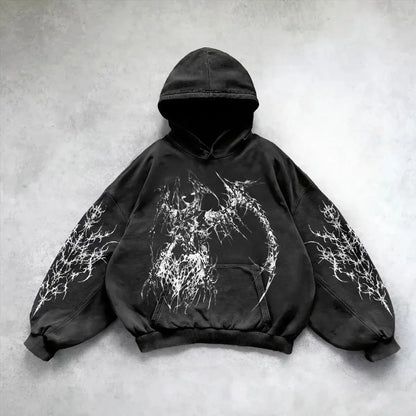 Women's Gothic Graphic Oversized Pullover Hoodie