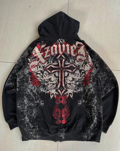 Apex Ritual – Explosions Y2K Hooded Sweater Men – American Retro Hip-Hop Graffiti Unisex Zipper Hoodie