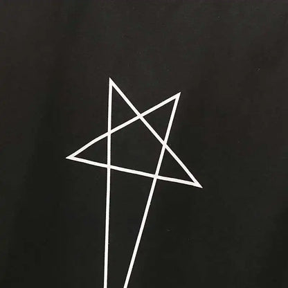 HKSH Spring Summer New Men's Tide Dark Cotton Form Five Star Printed Pattern Cotton T-shirts Half Sleeve Women Chic Tees HK2006
