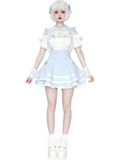 Women's White Gothic Lolita Two-Piece Set