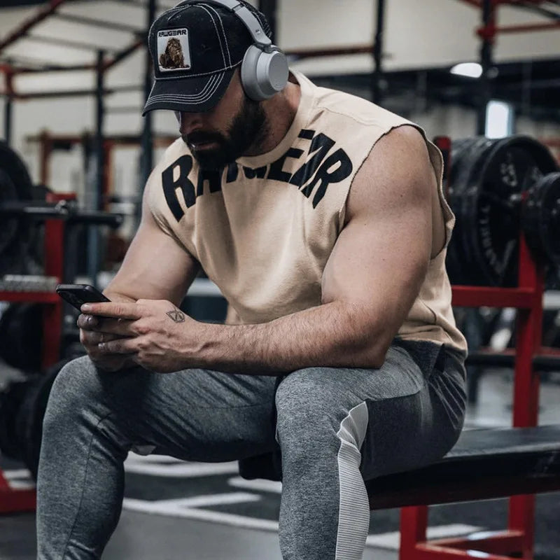 Men's Summer Cotton Tank Top Muscle Gym Fitness Workout Sleeveless Shirts O-Neck Vest Casual Sports Tops Male Trendy Breathable