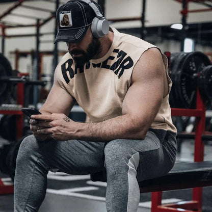Men's Summer Cotton Tank Top Muscle Gym Fitness Workout Sleeveless Shirts O-Neck Vest Casual Sports Tops Male Trendy Breathable
