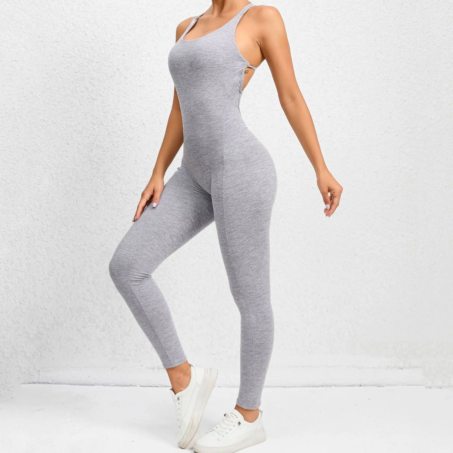 Women's Workout Slim Fit Ruched Black Jumpsuit