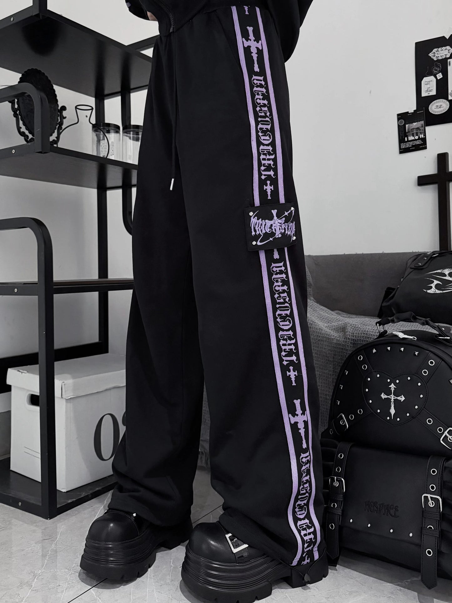 Original Printed Subculture Dark Loose Tracksuit Top and Pants Set Women's Outfits Oversized Stand Collar Zipper Sweatshirts