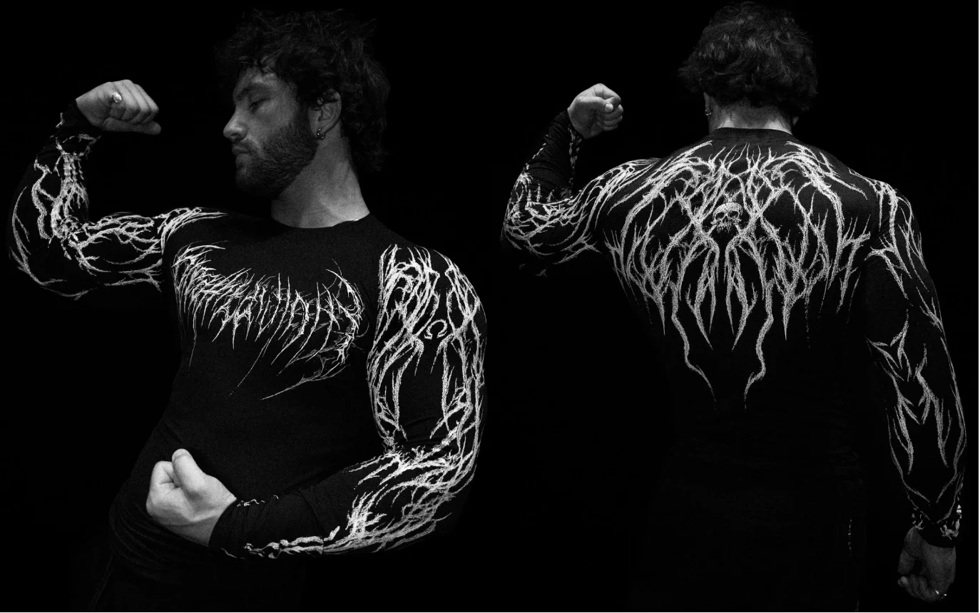 01-Men's Compression Long Sleeve Sports Shirt Workout Tops Gym Compression Breathable High Stretch