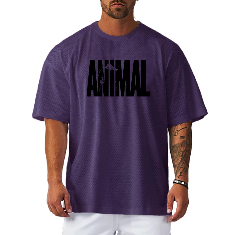 Apex Ritual – メンズオーバーサイズメッシュジムTシャツ – 速乾性トレーニング＆ランニングTシャツ