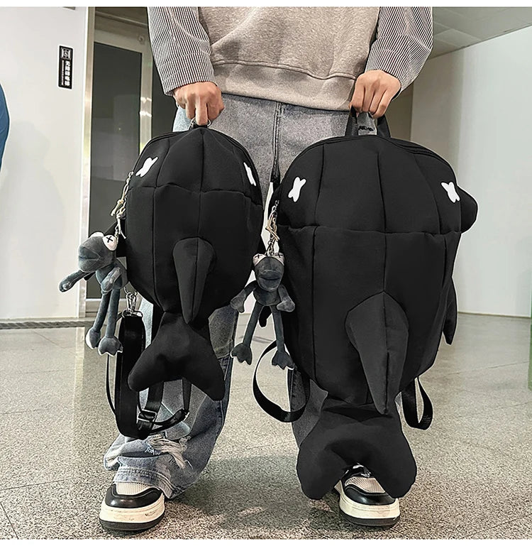 Whale Design Dual Shoulder Backpack Unisex Street Style Cycling Bag Fashionable Student Backpack for Men And Women