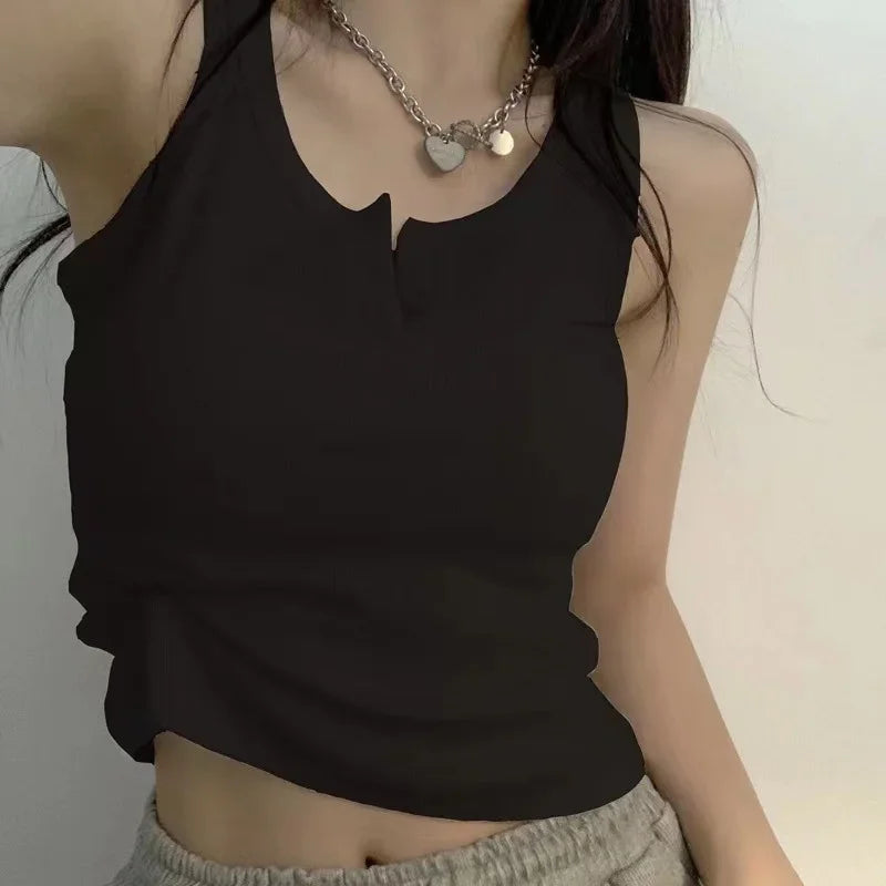 Women's Knitted Round-Neck Casual Tank Top