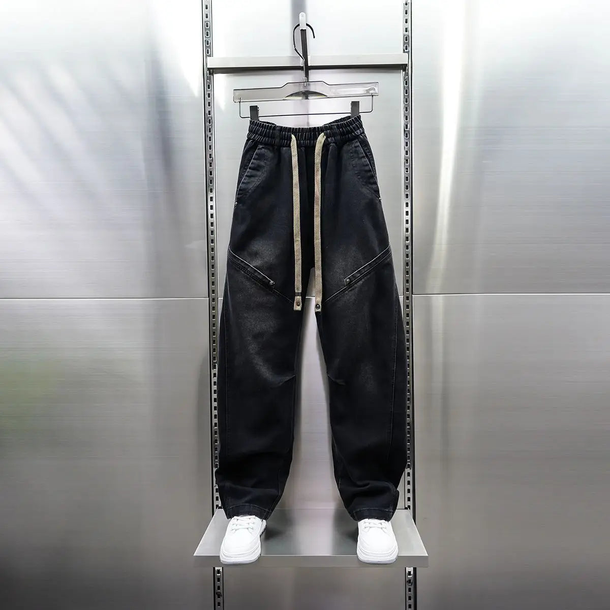 American Retro Washed Distressed Jeans Loose Straight Wide-leg Jeans Luxury Brand Men's Clothing